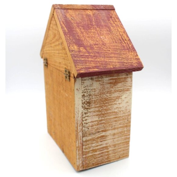 Recipe Box Wooden House Shabby Chic Beach Drawers Open Hinged Vintage 9.75 Inch - Picture 14 of 16